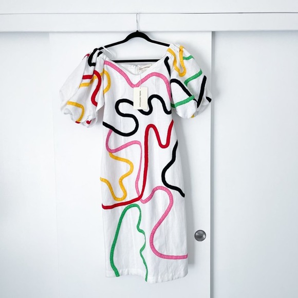 Mara Hoffman Namari off-the-shoulder appliquéd midi dress puff sleeves - Picture 11 of 11